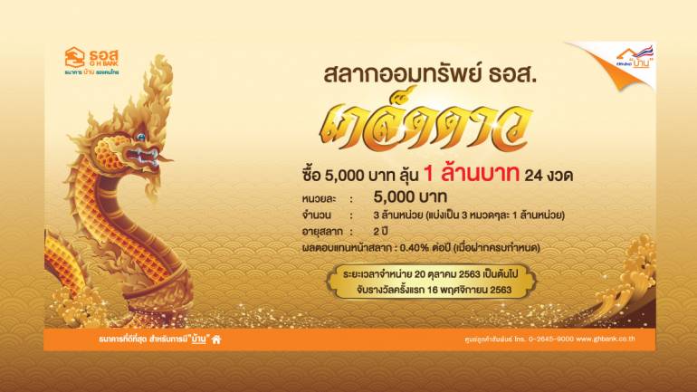 สลากธนาคารอาคารสงเคราะห์ ‘ชุดเกล็ดดาว’ การออมที่มีโอกาสคว้ารางวัลเลขท้าย 2 ตัวและ 3 ตัวทั้งแบบตรงและแบบสลับ