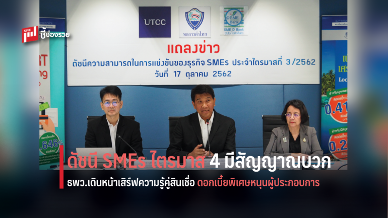 สัญญาณบวกดัชนี SMEs ประจำไตรมาส 4 ธพว.เตรียมเสิร์ฟสินเชื่อดอกเบี้ยถูก