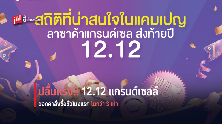 ลาซาด้า 12.12 แกรนด์เซล ทุบสถิติยอดคำสั่งซื้อชั่วโมงแรกโตกว่า 3 เท่า มือถือ ครองแชมป์ยอดขายสูงสุด