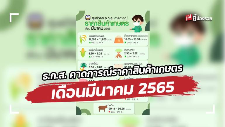 ศูนย์วิจัย ธ.ก.ส.คาดการณ์ราคา 