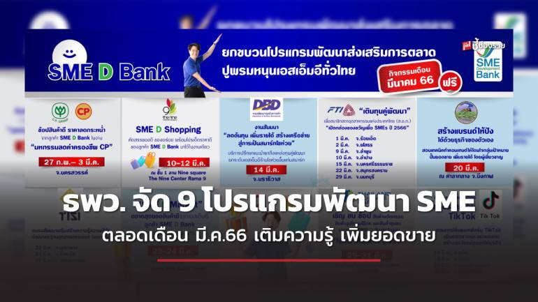 ธพว. ยกขบวน 9 โปรแกรมพัฒนาส่งเสริมการตลาด ตลอดเดือน มี.ค.66